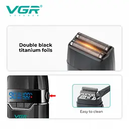 Електробритва VGR V-308 шейвер, подвійне лезо, 9000 RPM, LED-дисплей Зелений - мініатюра 3