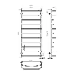 Рушникосушка водяна Onlyheat Thera 500/1200/11, Хром - мініатюра 2