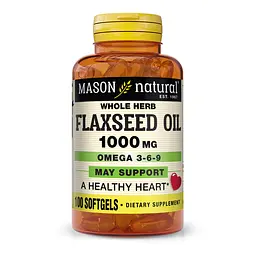 Жирні кислоти Flax Seed Oil 1000 mg Omega 3-6-9, 100 капсул Mason Natural fit0012993 - мініатюра 1