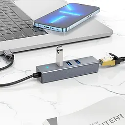 Адаптер Hoco Ethernet HB34 Usb на 4 порти (3 Usb 3.0x3 + RJ45) - мініатюра 4
