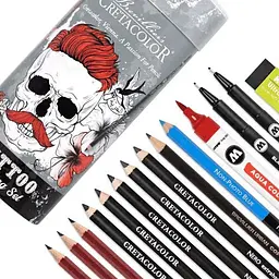 Набір художніх матеріалів Cretacolor TATTOO SKETCHING 14 шт металева коробка - мініатюра 5