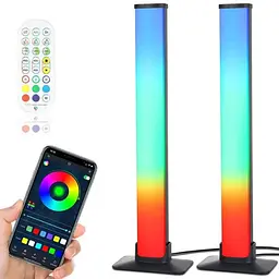Комплект розумних ламп RGB світломузика 2 шт на робочий стіл Desktop Розумне смарт підсвічування телевізора кімнати Світлодіодні LED панелі з синхронізацією під музику для геймерів ігор стримів ТБ фонова атмосфера нічник світильник з керуванням з телефону