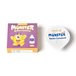 Насадка на член Recare Yellow Monster Spike Condom (презерватив з рядами пухирців та шипів) - мініатюра 4