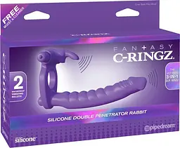 Насадка для подвійного проникнення Pipedream Silicone Double Pene Rabbit, 10х2.8 см (фіолетовий) - мініатюра 6