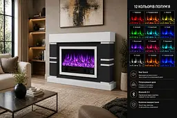 Електричний камін Logos Medium Bluetooth звук потріскування дров Сірий з білим (10080135) - мініатюра 9