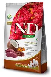 Сухий беззерновий корм Farmina N&D QUINOA DOG SKIN & COAT, VENISON & COCONUT ADULT MEDIUM & MAXI для середніх та великих порід з олениною та кокосом 2,5 кг