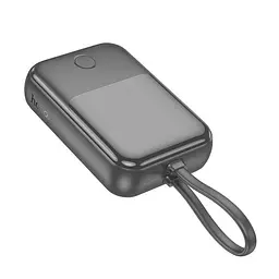 Зовнішній акумулятор Hoco q33 10000 mAh PD 20 W моб батарея з вбудованим кабелем Type-C чорна - мініатюра 3