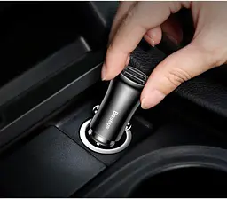 Автомобільний зарядний пристрій Baseus Gentleman 4.8A Dual-USB чорне (CCALL-GB01) - мініатюра 2