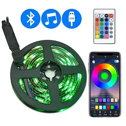 Світлодіодна RGB стрічка чорна кольорова 5 м SMD LED 5050 USB - мініатюра 2
