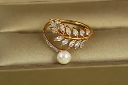 Кільце Xuping Jewelry Фіанітова гілка розсувне р 18 золотисте - мініатюра 2