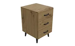 Тумба Віва 3 на конусних ніжках Ferrum-decor 56,5x35x40 Чорний метал ДСП Дуб Артізан 16 мм (FRD-106824) - мініатюра 2