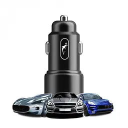 Автомобільний зарядний пристрій SkyDolphin SZ15 Aluminium QC3.0 (2USB, 2.4A) Чорний (AZP-000087) - мініатюра 2