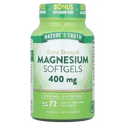 Магній, Magnesium, екстра сила, 400 мг, 72 гелевих капсул швидкого вивільнення Nature's Truth vit0003221