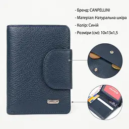 Цікавий вертикальний гаманець із натуральної шкіри Canpellini 21675 синій - мініатюра 2