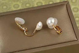 Сережки кліпси Xuping Jewelry половинка перлини 1,6 см золотисті - мініатюра 2