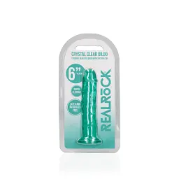 Фалоімітатор RealRock Crystal Clear Realistic Dildo 6'' 14.5 см зелений - мініатюра 2