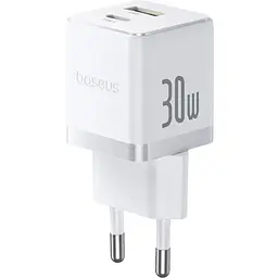 Мережевий зарядний пристрій Baseus Palm C+U 30W EU with USB-C to USB-C cable white (P1011160A213-01) - мініатюра 2