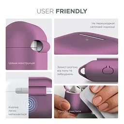 Силіконовий чохол для навушників Apple AirPods Pro, Hang Case, фіолетовий, ультратонкий захисний кейс товщиною 2 мм, захист від подряпин, пилу та ударів, компактний, з карабіном для кріплення, ArmorStandart (ARM56069) - мініатюра 5