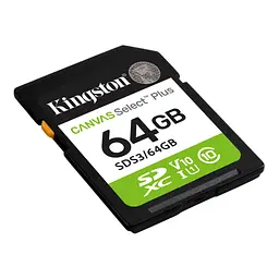 Карта пам'яті Kingston 64GB SDXC class 10 UHS-I V10 A1 Canvas Select Plus (SDS3/64GB) - мініатюра 2