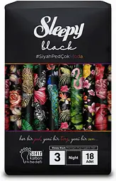 Прокладки нічні Sleepy Black Night (320 мм) 7 крапель 18 шт. чорні нічні прокладки
