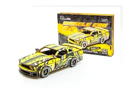 Дерев'яний 3D конструктор Muscle car GT, Puzzleоk (Puz-00638), 162 дет. (жовта)