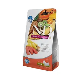 Повнораціонний низькозерновий Сухий корм Farmina N&D Tropical Selection, для дорослих собак дрібних порід, з лососем та тропічними фруктами, 1,5 кг