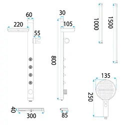 Душова система з термостатом Rea Kart Titanium графіт REA-P4880 - мініатюра 7