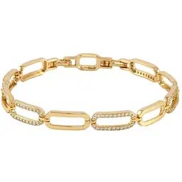 Браслет XUPING Позолота 18K "Овальні ланки з цирконієм» розмір з замком 17.5,19.5см х 6.5мм (220475)