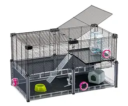 Модульна клітка для хом'яків та мишей Ferplast Multipla Hamster з аксесуарами чорна 72.5x37.5x42 см 57007217 - мініатюра 4