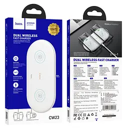 Заряджання бездротове Qi HOCO 2in1 Dual Power Type-C CW23 10W Біле - мініатюра 3