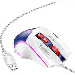 Миша Hoco GM31 Overlord Luminous White/Blue [136139] - мініатюра 3