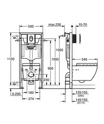 Комплект інсталяція Grohe + унітаз Euro Ceramic з клавішею Arena Cosmopolitan 39536000 - мініатюра 2