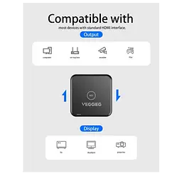 HDMI сплиттер-свитч двунаправленный HDMI 2.0 Switch 2x1 or Splitter 1x2 VEGGIEG VHD01 - мініатюра 2