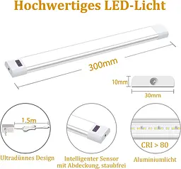 WOBANE LED Under Unit Light Kitchen, світлодіодне освітлення шафи з регульованою яскравістю та датчиком - мініатюра 2