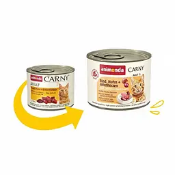 Вологий корм для кішок Animonda Carny Adult Beef, Chicken та Duck hearts з яловичиною, куркою та качиними серцями 200 г (арт.AM-83706) - мініатюра 2
