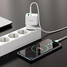 Адаптер мережевий Hoco Type-C to Type-C Extension Cable speed charger set N21 1USB/1Type-C, PD/QC, 3A/30W - мініатюра 2