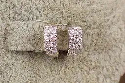 Сережки кільця Xuping Jewelry з камінням у два ряди 10 мм сріблясті