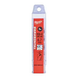 Свердло по металу THUNDERWEB HSS-G MILWAUKEE DIN338, діаметр 6,7х101х63мм, (5шт), пластикова коробка