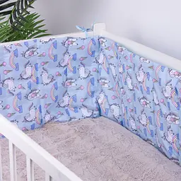 Захисний борт в ліжечко MirSon Kids Time 18-0006 Rainbow Unicorn, блакитний