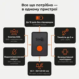 SinoTrack ST-904 2G | Міні GPS трекер з вбудованим акумулятором 1200 mAh, мікрофоном, кнопкою SOS та безкоштовним моніторингом для авто, дітей, тварин і літніх людей - мініатюра 4