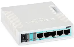 Комутатор Mikrotik RB260GS, 5-port Gigabit smart switch with SFP cage, SwOS, plastic case, PSU - мініатюра 2