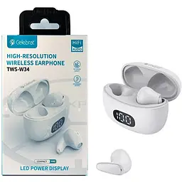 Навушники Celebrat W34 TWS Headphones White - мініатюра 3