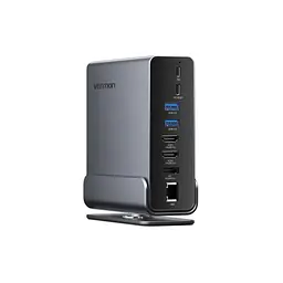 Концентратор Vention USB-C 15-in-1 2xHDMI + DisplayPort + RJ45 + SD/TF + 3.5mm gray (TPUH0) - мініатюра 2