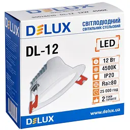 Світильник Delux DL-12 4500К 12Вт 960лм 230В D140мм (90018630) - мініатюра 3