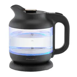 Дисковий скляний електрочайник Grunhelm EKG-25011B 1,2л 630Вт Чорний - мініатюра 1