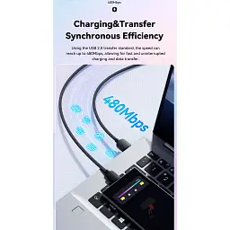 Дата кабель USB 2.0 AM to USB-C 2.0m 100W black Essager (EXC7A-WLA01-P) - мініатюра 6