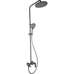 Душова система універсальна Qtap Slavonice на три споживача (з виливом) QTSLA111GMB45910 Gunmetal Black PVD, Шліфований чорний хром