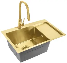 Кухонна мийка Rea Fin 620x480 мм brushed gold ZLE-06013 - мініатюра 3