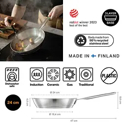 Пательня Fiskars All Steel Pure 24 см (1065627) - мініатюра 2