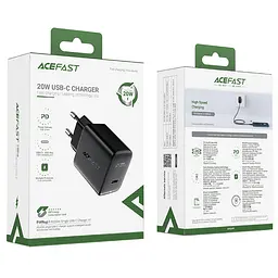 Мережевий зарядний пристрій Acefast A1 Type-C PD 20W чорний - мініатюра 5